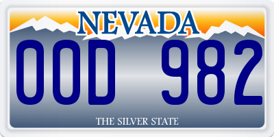 NV license plate 00D982