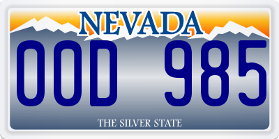 NV license plate 00D985