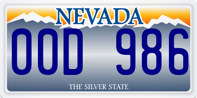 NV license plate 00D986