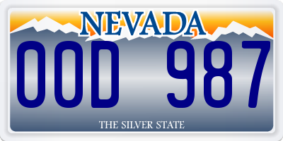 NV license plate 00D987