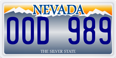 NV license plate 00D989