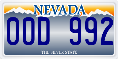 NV license plate 00D992