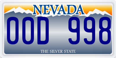 NV license plate 00D998