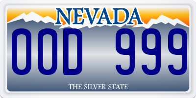 NV license plate 00D999