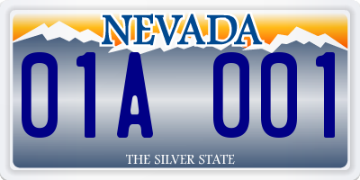 NV license plate 01A001