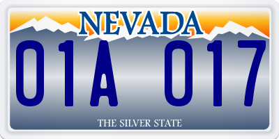 NV license plate 01A017