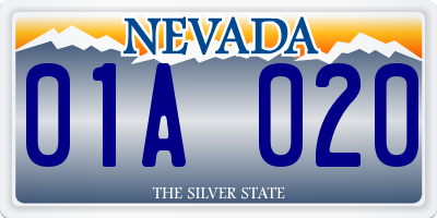 NV license plate 01A020