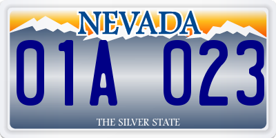 NV license plate 01A023