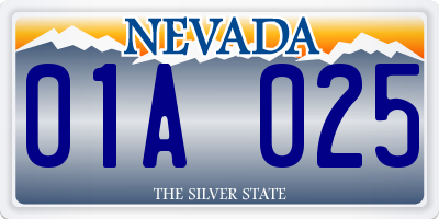 NV license plate 01A025