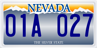 NV license plate 01A027