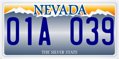 NV license plate 01A039