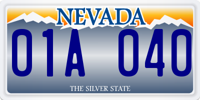 NV license plate 01A040
