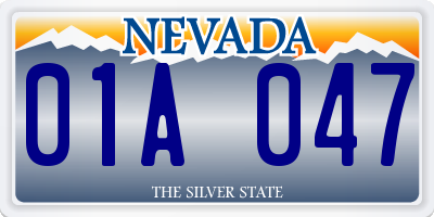 NV license plate 01A047