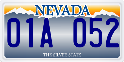 NV license plate 01A052