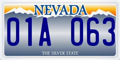 NV license plate 01A063