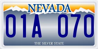 NV license plate 01A070