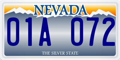 NV license plate 01A072