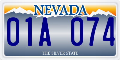 NV license plate 01A074