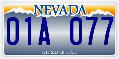 NV license plate 01A077