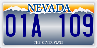 NV license plate 01A109