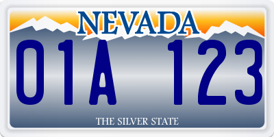 NV license plate 01A123