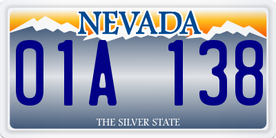 NV license plate 01A138