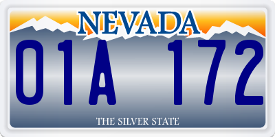NV license plate 01A172