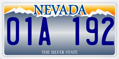 NV license plate 01A192