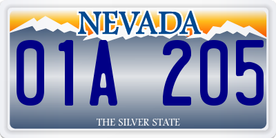 NV license plate 01A205