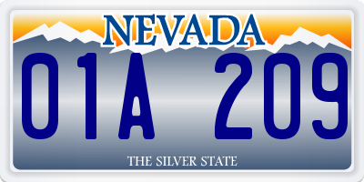 NV license plate 01A209