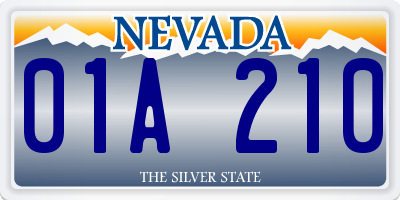 NV license plate 01A210