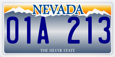 NV license plate 01A213