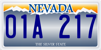 NV license plate 01A217