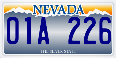 NV license plate 01A226