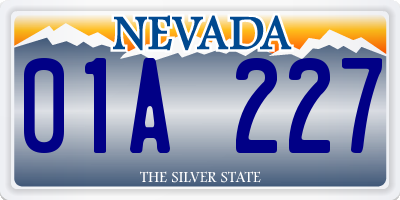 NV license plate 01A227