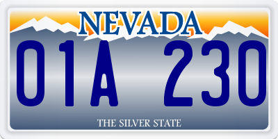 NV license plate 01A230