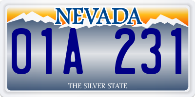 NV license plate 01A231