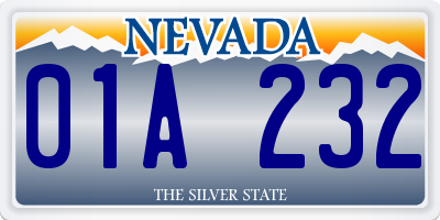 NV license plate 01A232