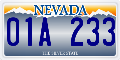 NV license plate 01A233