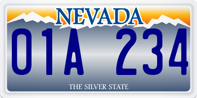 NV license plate 01A234