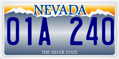 NV license plate 01A240