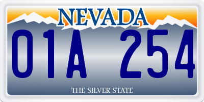 NV license plate 01A254