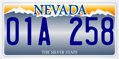 NV license plate 01A258