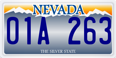 NV license plate 01A263