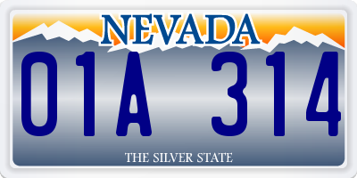 NV license plate 01A314