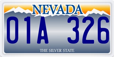 NV license plate 01A326