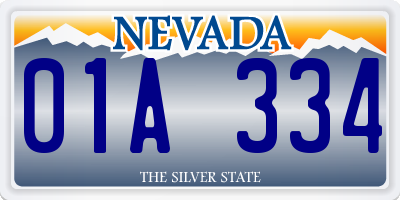 NV license plate 01A334