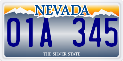 NV license plate 01A345