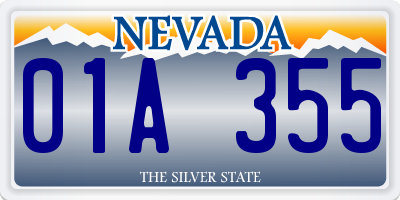 NV license plate 01A355