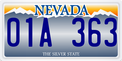 NV license plate 01A363